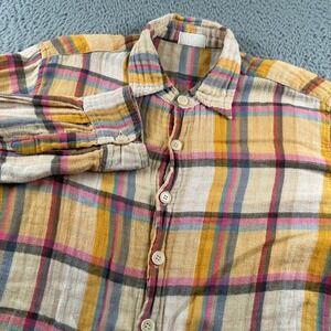 CP Shades Plaid Button Up Shirt Womens S Double Weave Long Sleeve Made In USA